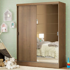 Clóset Infantil 119 cm 2 Puertas Corredizas Con 1 Espejo Marrón Nick Madesa