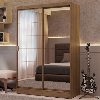 Clóset Soltero 119 cm 2 Puertas Corredizas Con 2 Espejos Marrón Luke Madesa