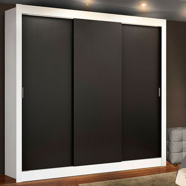 Clóset Matrimonial 170 cm 3 Puertas Corredizas Blanco/Negro Monaco Madesa