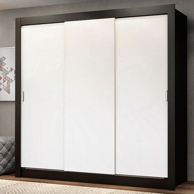 Clóset Matrimonial 170 cm 3 Puertas Corredizas Negro/Blanco Monaco Madesa
