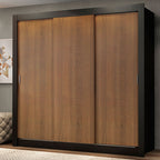 Clóset Matrimonial 170 cm 3 Puertas Corredizas Negro/Marrón Monaco Madesa