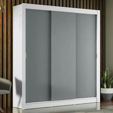 Clóset Matrimonial 170 cm 3 Puertas Corredizas Blanco/Gris Monaco Madesa