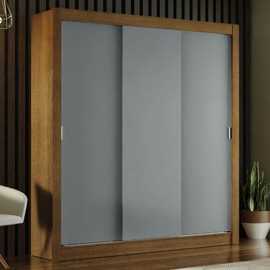 Clóset Matrimonial 170 cm 3 Puertas Corredizas Marrón/Gris Monaco Madesa