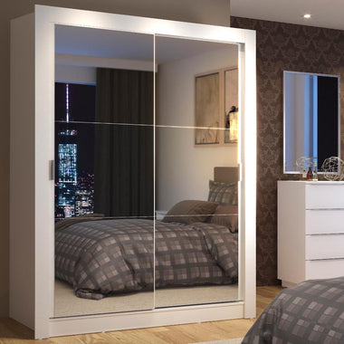 Clóset Soltero 117 cm 2 Puertas Corredizas Con 2 Espejos Blanco Denver Madesa