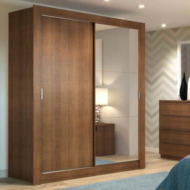 Clóset Soltero 117 cm 2 Puertas Corredizas Con 1 Espejo 2 Cajones Marrón Dallas Madesa
