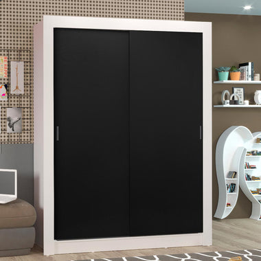 Clóset Soltero 117 cm 2 Puertas Corredizas Blanco/Negro Denver Madesa