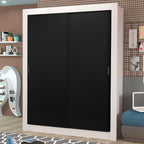 Clóset Soltero 117 cm 2 Puertas Corredizas 4 Cajones Blanco/Negro Dallas Madesa