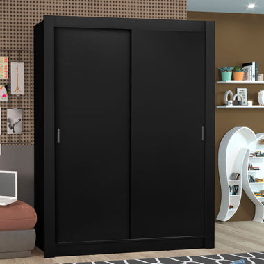 Clóset Soltero 117 cm 2 Puertas Corredizas Negro Denver Madesa