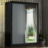 Clóset Soltero Denver 2 Puertas Corredizas con Espejo Negro/Gris