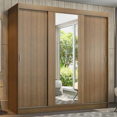 Clóset Matrimonial 3 Puertas Corredizas 1 con Espejo Marron Reno