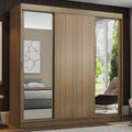 Clóset Matrimonial 180 cm 3 Puertas Corredizas Con 2 Espejos Marrón Reno Madesa