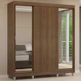 Clóset Matrimonial con Patas 3 Puertas Corredizas con Espejos Marrón Reno Madesa