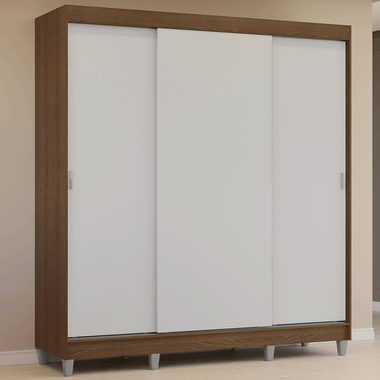 Clóset Matrimonial 180 cm 3 Puertas Corredizas Marrón/Blanco Reno Madesa