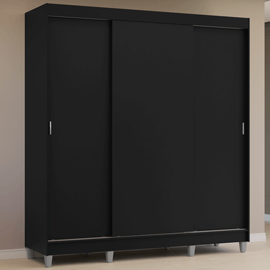 Clóset Matrimonial 180 cm 3 Puertas Corredizas Negro Reno Madesa
