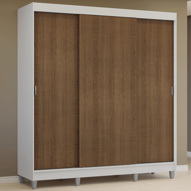 Clóset Matrimonial 180 cm 3 Puertas Corredizas Blanco/Marrón Reno Madesa