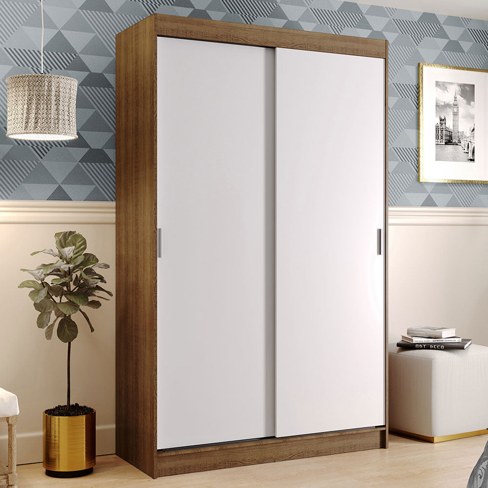 Clóset Soltero Tokio 2 Puertas Correderas 2 Cajones Marrón/Blanco