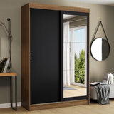 Clóset Soltero Tokio 2 Puertas Correderas con Espejo 2 Cajones Marrón/Negro