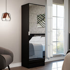 Estante Zapatera 60 cm 1 Puerta con 1 Espejo Negro Isis Madesa