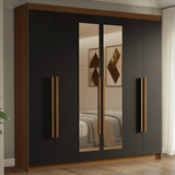Clóset Matrimonial Venus 6 Puertas Batientes con Espejo Marrón/Negro/Marrón