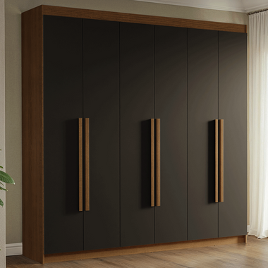 Clóset Matrimonial 180 cm 6 Puertas Marrón/Negro Venus Madesa