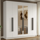 Clóset Matrimonial Venus 6 Puertas Batientes con Espejo Blanco/Blanco/Negro