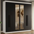 Clóset Matrimonial 180 cm 6 Puertas Con 2 Espejos Blanco/Negro Venus Madesa