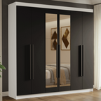 Clóset Matrimonial 180 cm 6 Puertas Con 2 Espejos Blanco/Negro Venus Madesa
