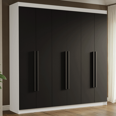 Clóset Matrimonial 180 cm 6 Puertas Blanco/Negro Venus Madesa
