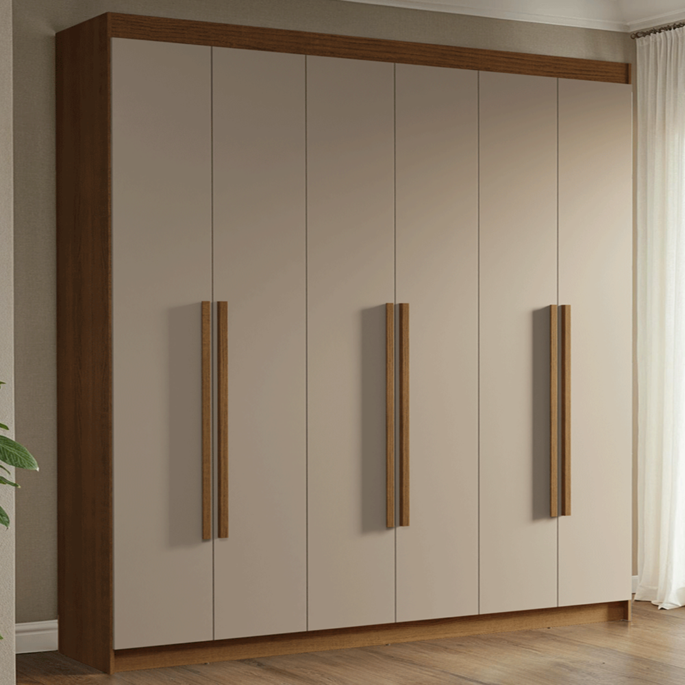 Clóset Matrimonial 180 cm 6 Puertas 4 Cajones Marrón/Crema Venus Madesa