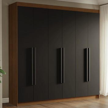 Clóset Matrimonial 180 cm 6 Puertas Marrón/Negro Venus Madesa
