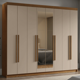 Clóset Matrimonial Venus 8 Puertas Batientes con Espejo Marrón/Crema/Marrón