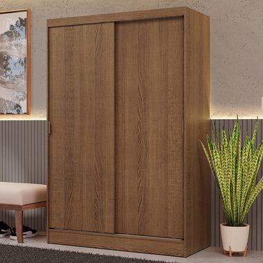 Clóset Soltero 119 cm 2 Puertas Corredizas Marrón Max Madesa