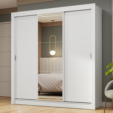 Clóset Matrimonial 170 cm 3 Puertas Corredizas Con 1 Espejo Blanco Nobre Madesa