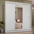 Clóset Matrimonial 170 cm 3 Puertas Corredizas 4 Cajones Con 1 Espejo Blanco Sublime Madesa