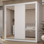 Clóset Matrimonial 170 cm 3 Puertas Corredizas Con 2 Espejos 2 Cajones Blanco Sublime Madesa