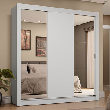 Clóset Matrimonial 170 cm 3 Puertas Corredizas Con 2 Espejos 4 Cajones Blanco Sublime Madesa