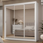 Clóset Matrimonial 170 cm 3 Puertas Corredizas Con 3 Espejos 2 Cajones Blanco Sublime Madesa