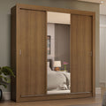 Clóset Matrimonial 170 cm 3 Puertas Corredizas 4 Cajones Con 1 Espejo Marrón Sublime Madesa
