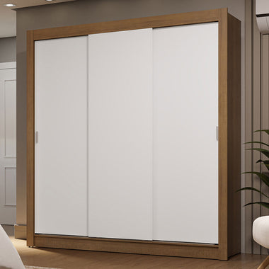 Clóset Matrimonial 170 cm 3 Puertas Corredizas 2 Cajones Marrón/Blanco Sublime Madesa