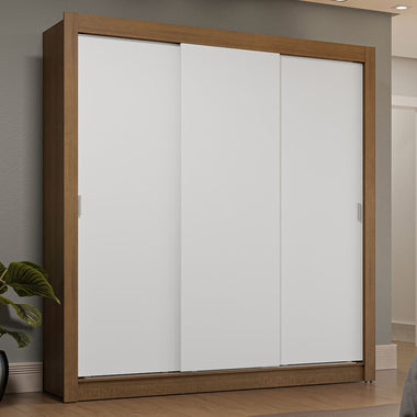 Clóset Matrimonial 170 cm 3 Puertas Corredizas 4 Cajones Marrón/Blanco Sublime Madesa
