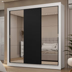 Clóset Matrimonial 170 cm 3 Puertas Corredizas Con 2 Espejos 2 Cajones Blanco/Negro Sublime Madesa