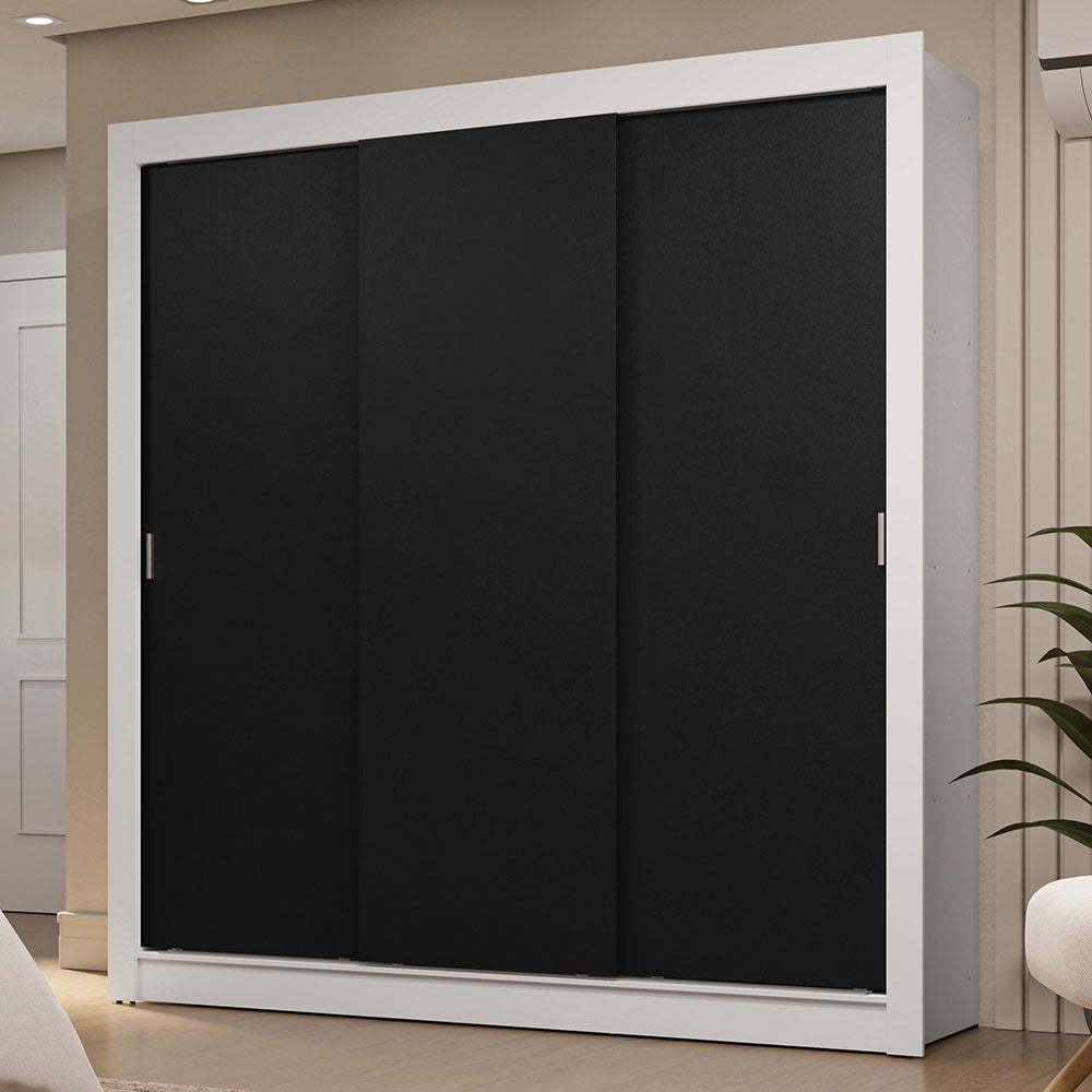 Clóset Matrimonial 170 cm 3 Puertas Corredizas 2 Cajones Blanco/Negro Sublime Madesa