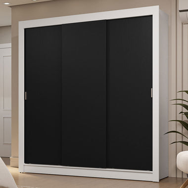 Clóset Matrimonial 170 cm 3 Puertas Corredizas 2 Cajones Blanco/Negro Sublime Madesa