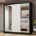 Clóset Matrimonial 170 cm 3 Puertas Corredizas Con 2 Espejos Negro/Blanco Nobre Madesa