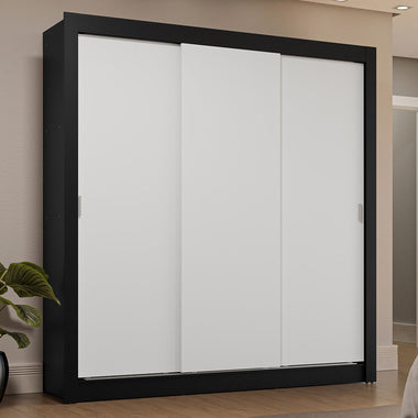 Clóset Matrimonial 170 cm 3 Puertas Corredizas 4 Cajones Negro/Blanco Sublime Madesa