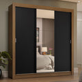 Clóset Matrimonial 170 cm 3 Puertas Corredizas 4 Cajones Con 1 Espejo Marrón/Negro Sublime Madesa