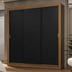 Clóset Matrimonial 170 cm 3 Puertas Corredizas 2 Cajones Marrón/Negro Sublime Madesa