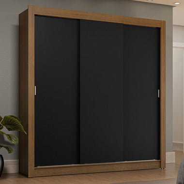 Clóset Matrimonial 170 cm 3 Puertas Corredizas 4 Cajones Marrón/Negro Sublime Madesa