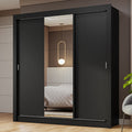 Clóset Matrimonial 170 cm 3 Puertas Corredizas Con 1 Espejo Negro Nobre Madesa