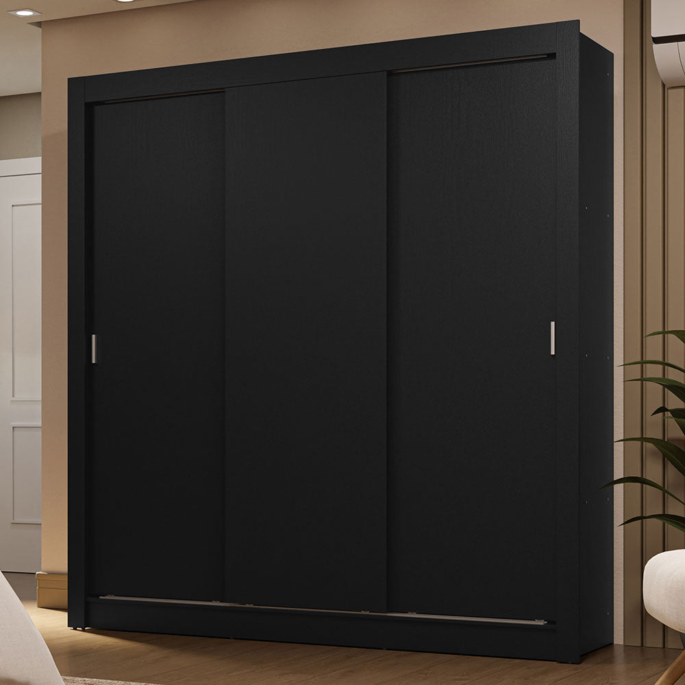 Clóset Matrimonial 170 cm 3 Puertas Corredizas 2 Cajones Negro Sublime Madesa